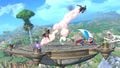 Being attacked by Eleven while Erdrick attacks Wario on Yggdrasil's Altar.
