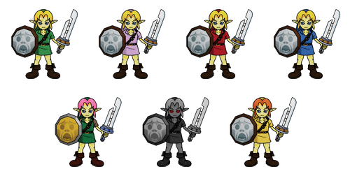 Young Link's alternate costumes in Remix