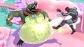 Snake getting hit by King K. Rool's Gut Check on Magicant.