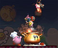 Characters flying out of the pot in flames.