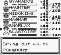 Pokémon swap screen in Pokémon Blue