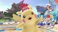 Female Pikachu taunting with Pokémon Trainer on Battlefield.