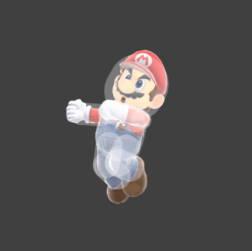 Hitbox visualization for Mario's down aerial