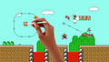 The cursor in the Super Mario Bros. 3 style of Super Mario Maker restoring Brick Blocks
