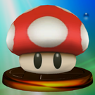 Super Mushroom trophy from Super Smash Bros. Melee.