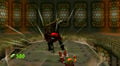 Ganondorf using his ground pound attack in The Legend of Zelda: Ocarina of Time.
