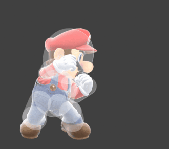 Hitbox visualization for Mario's jab 1
