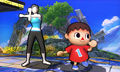 Villager and Wii Fit Trainer on the stage.