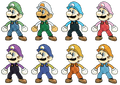 Artworks of Luigi's new alternate colors.