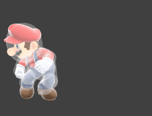 Hitbox visualization for Mario's downwards forward tilt