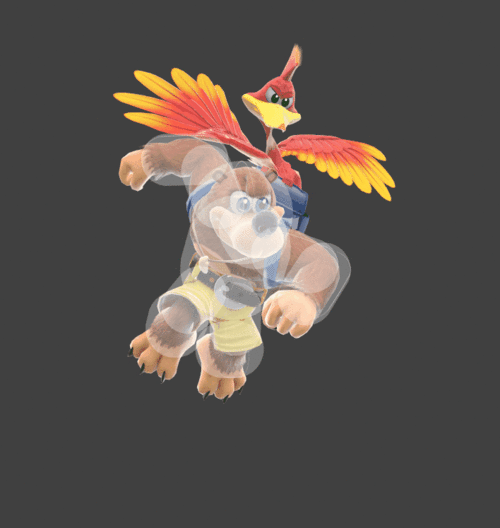 Hitbox visualization for Banjo &amp; Kazooie's neutral aerial