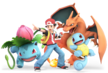 Pokémon Trainer, along with his Squirtle, Ivysaur, and Charizard.