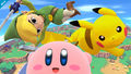 Pikachu alongside Toon Link and Kirby.