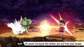 Yoshi using a staff on Villager