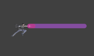 Hitbox visualization for Bayonetta's forward aerial 1 Bullet Arts