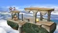 In Brawl-, the stage Temple has been significantly condensed compared to its vanilla counterpart.