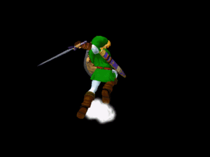 Link using the Spin Attack in Melee.