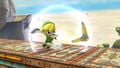 Toon Link using the Boomerang in Super Smash Bros. for Wii U.