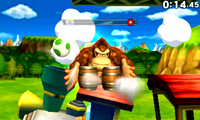 Donkey Kong activates Konga Beat in Super Smash Bros. for Nintendo 3DS