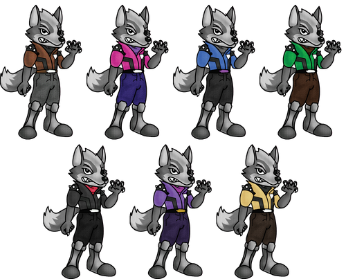 Wolf's alternate costumes in Remix