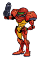 Samus with her Arm Cannon in Smash 64.