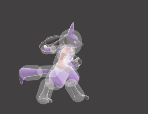 Hitbox visualization for Lucario's grab