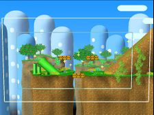 Yoshi's Island showing the blast zone and spawn points.