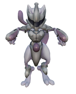 Artistic rendering of Mewtwo's alternate costume in Project M, resembling an armored Mewtwo from Pokémon The First Movie: Mewtwo Strikes Back.