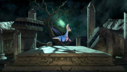 Cresselia in Super Smash Bros. Ultimate as a Stage Hazard on Spear Pillar.