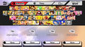 The character selection screen used in Super Smash Bros. for Wii U without any characters unlocked.
