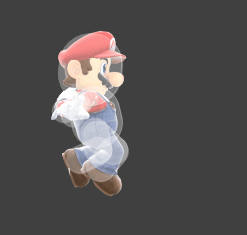 Hitbox visualization for Mario's forward aerial