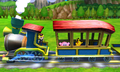 Kirby and Pikachu inside the carriage.