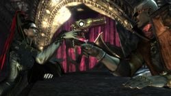 Rodin serving a drink to Bayonetta in the Gates of Hell.