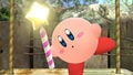 Kirby holds the Star Rod in Super Smash Bros. for Wii U.