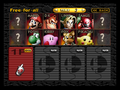 The character selection screen used in Super Smash Bros. without any characters unlocked.