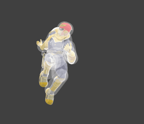 Hitbox visualization for Captain Falcon's neutral aerial