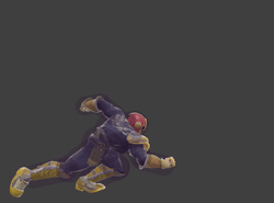 Hitbox visualization for Captain Falcon's grounded Raptor Boost hit