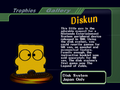 Diskun's trophy and flavour text.