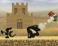 Mr. Game & Watch using Oil Panic being used against Mario in Mushroomy Kingdom.