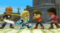 All three Mii fighters with differing heights.