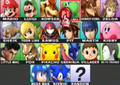 The character selection screen from the E3 demo of Super Smash Bros. for Nintendo 3DS.