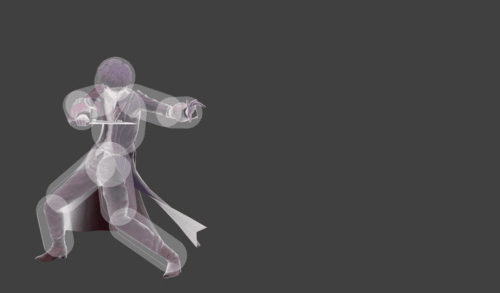 Hitbox visualization for Joker's forward tilt with Arsene angled down
