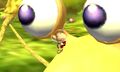 Olimar standing on top of the Bulborb on the 3DS version of Super Smash Bros.
