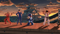 Posing with Mega Man, Ryu, and Ken on Suzaku Castle.