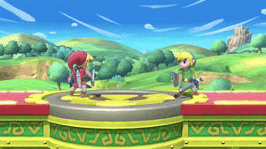 Toon Link Grab Aerial SSBU.gif