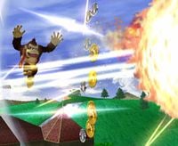 If the camera in Melee is modded to go beyond stage borders, a more realistic blast can be seen.