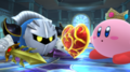 Meta Knight and Kirby standing next to a Heart Container in for Wii U.