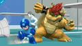 Mega Man with Bowser and the Wii Fit Trainer in the Wii Fit Studio.