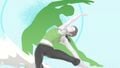 The female Wii Fit Trainer using her dash attack.