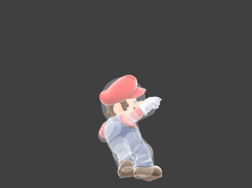 Hitbox visualization for Mario's up smash